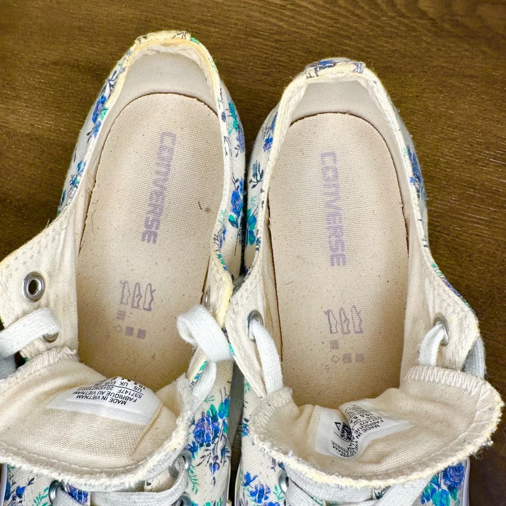 Converse All Star Low Top Floral Lavender Print Canvas Sneakers Womens Size 10.5 - Picture 7 of 7
